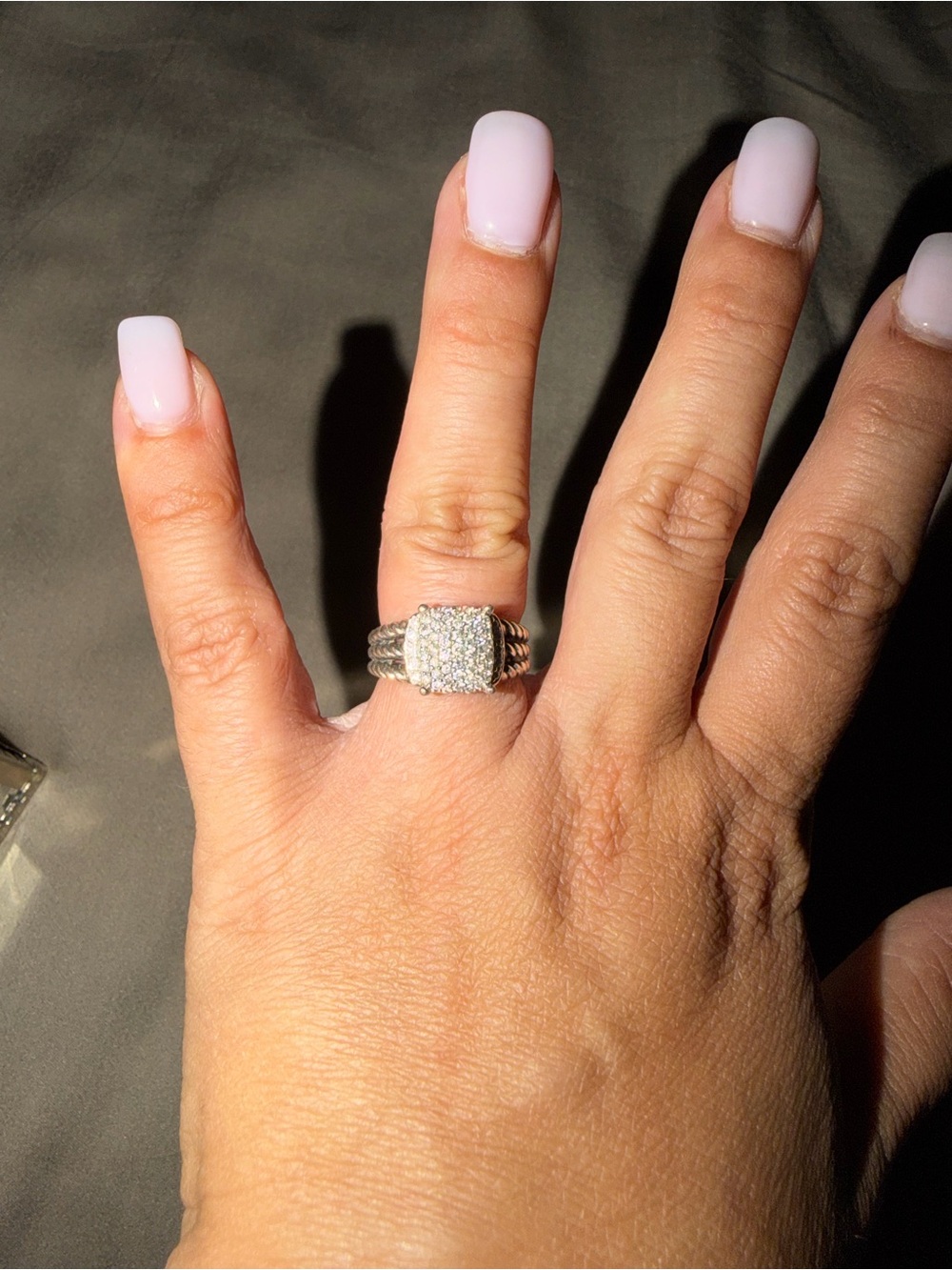 David Yurman Diamond Pavé Square Ring in Silver-Tone